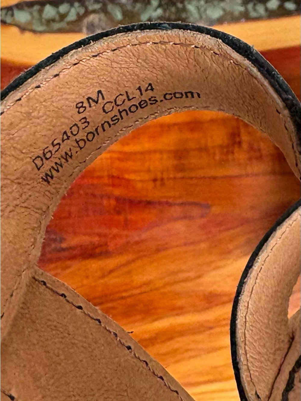 Born Black Leather Cork Wedge Sandals with Adjustable Strap, Women’s Size 8 - Picture 7 of 7